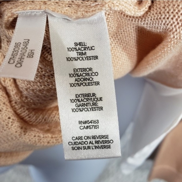 Calvin Klein Layered T-shirt Hem Sweater Beige Knit Chevron Pattern Size Large - Picture 5 of 15